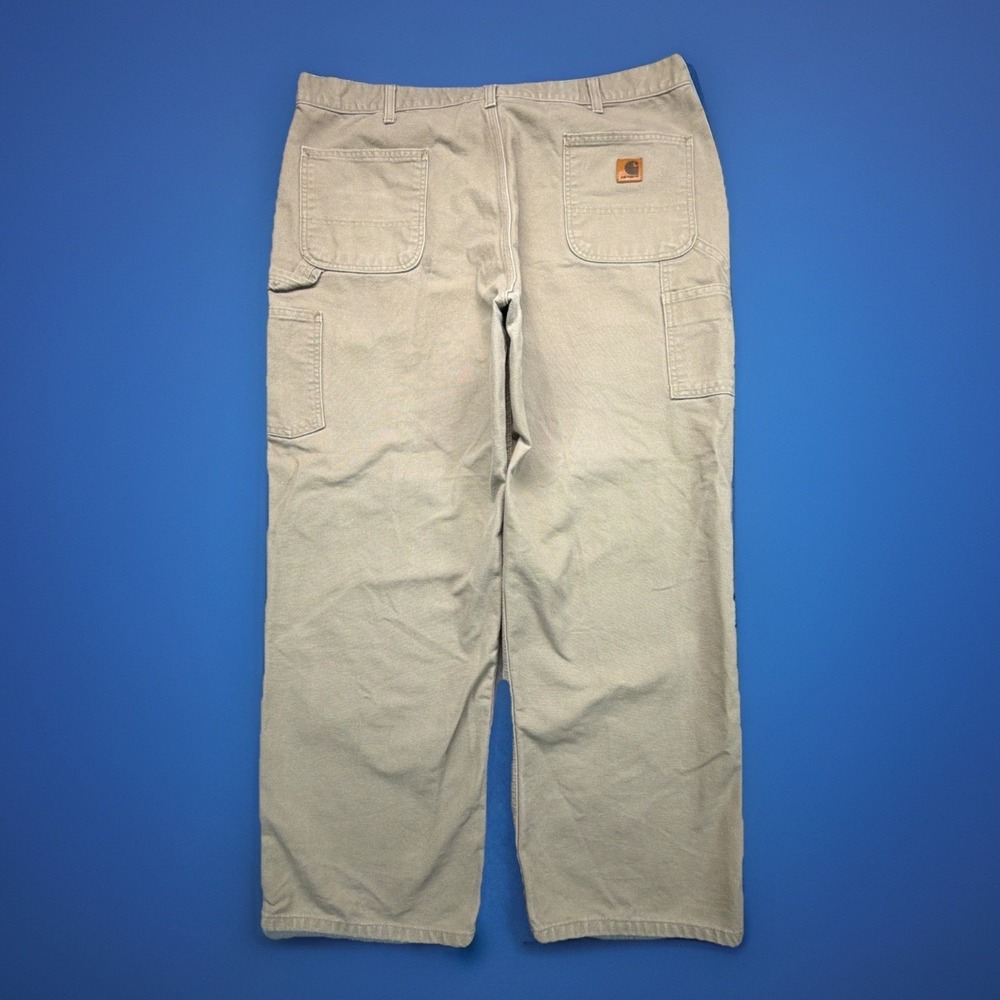 Carhartt Dungaree Fit Pants Mens 42x30 (Fits 40x28) Beige Duck Canvas B11 DES
